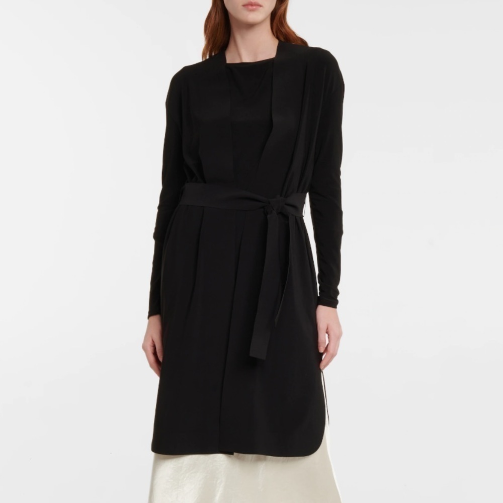 NWT MaxMara Leisure Tesoro Longline Wrap Jersey Cardigan in Black